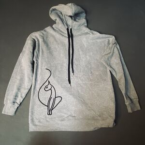 VTG Y2K Baby Phat Gray Hoodie M Front Cat Logo Front And Sleeve